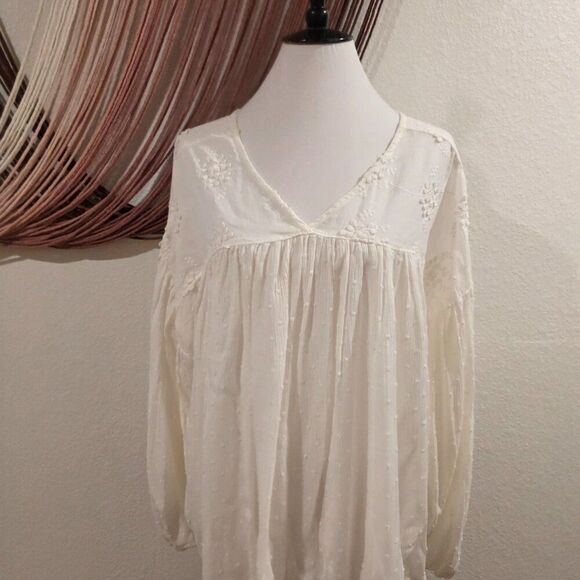 Ces Femme Babydoll Keyhole Tunic Top Sz L - Picture 2 of 7